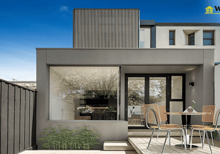 Modern home extension with an outdoor dining area in Melbourne